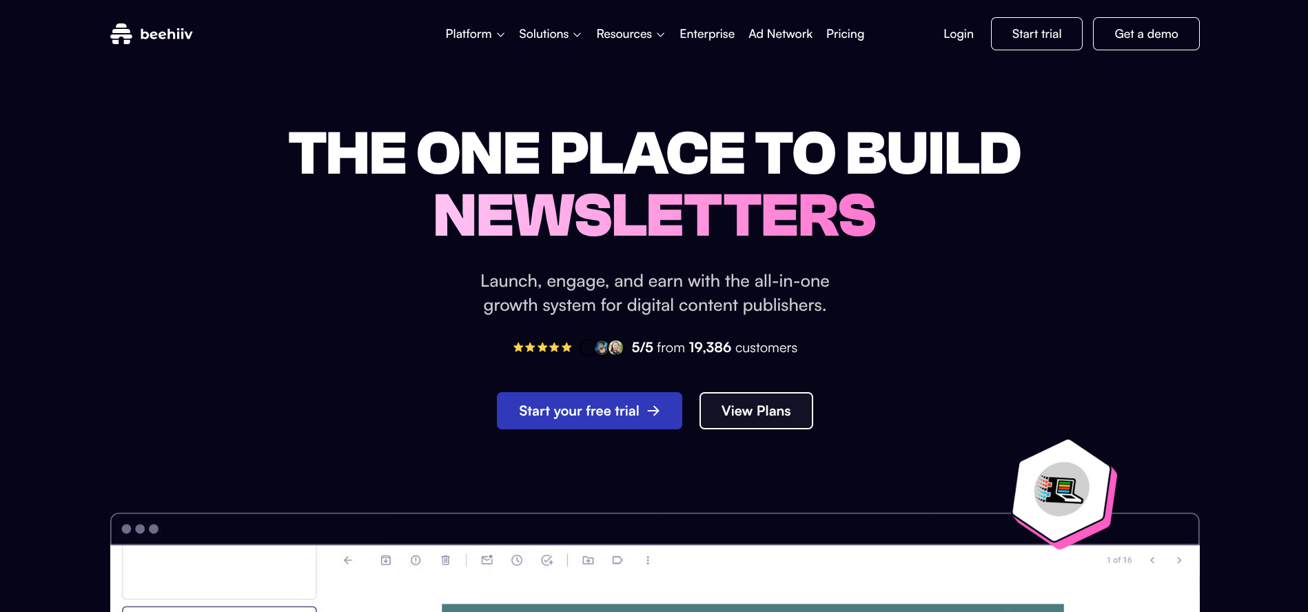 beehiiv home page