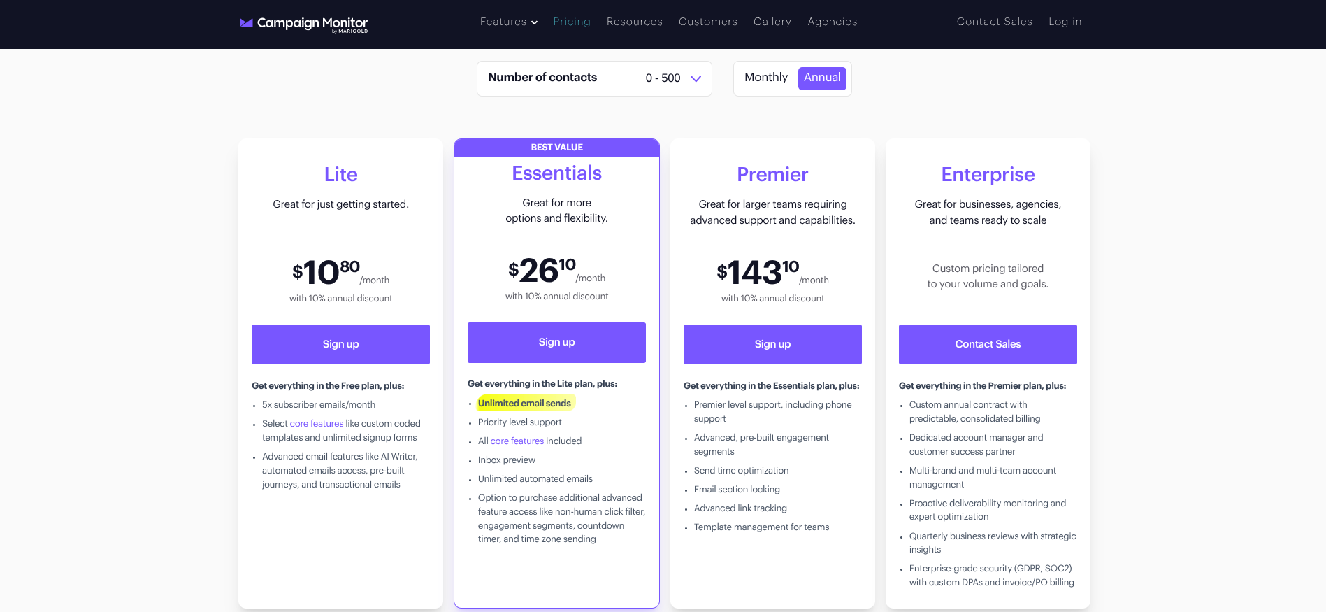 campaignmonitor pricing