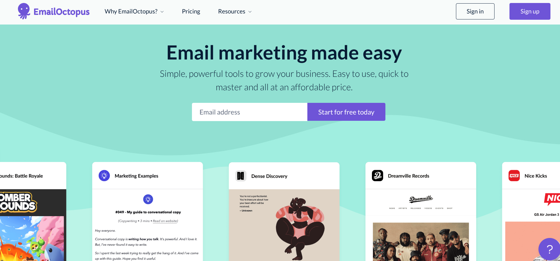 emailoctopus homepage