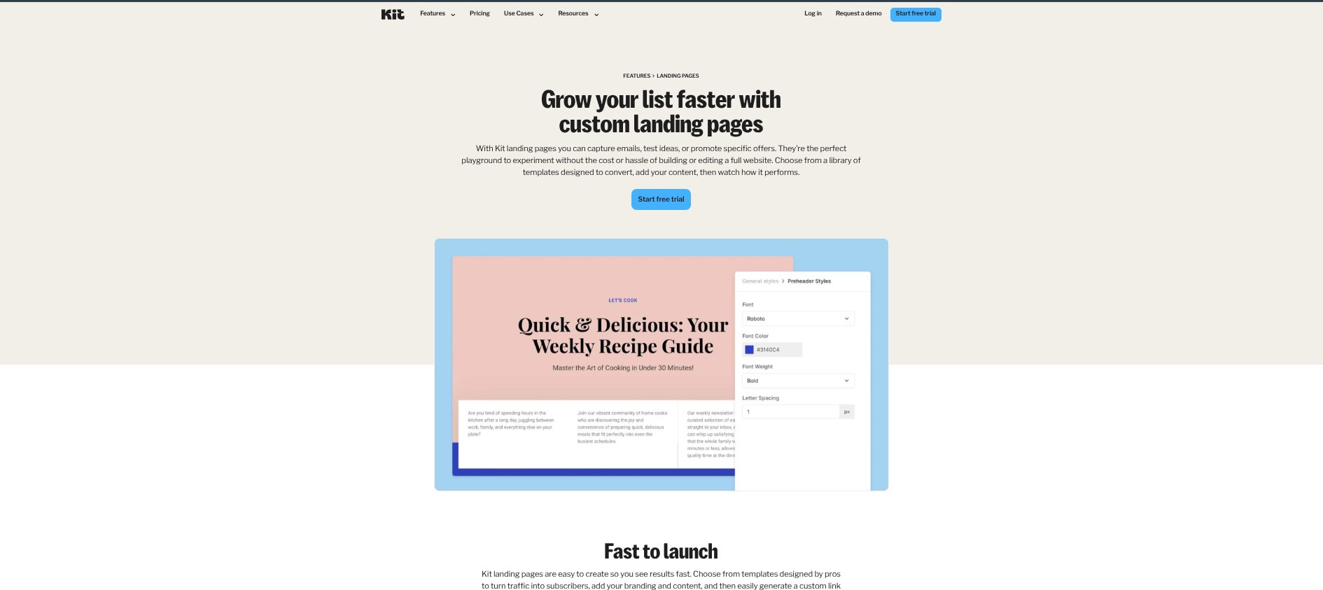 kit landingpage