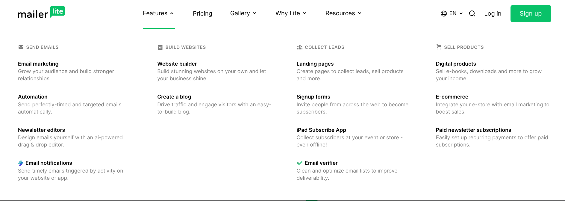 mailerlite features
