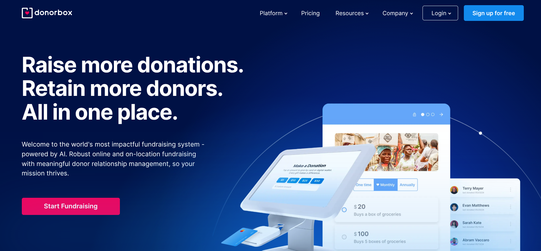 donorbox homepage