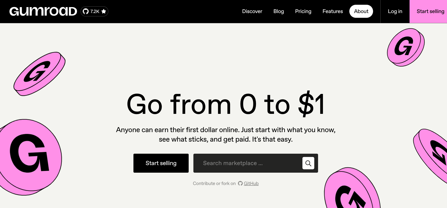 gumroad homepage