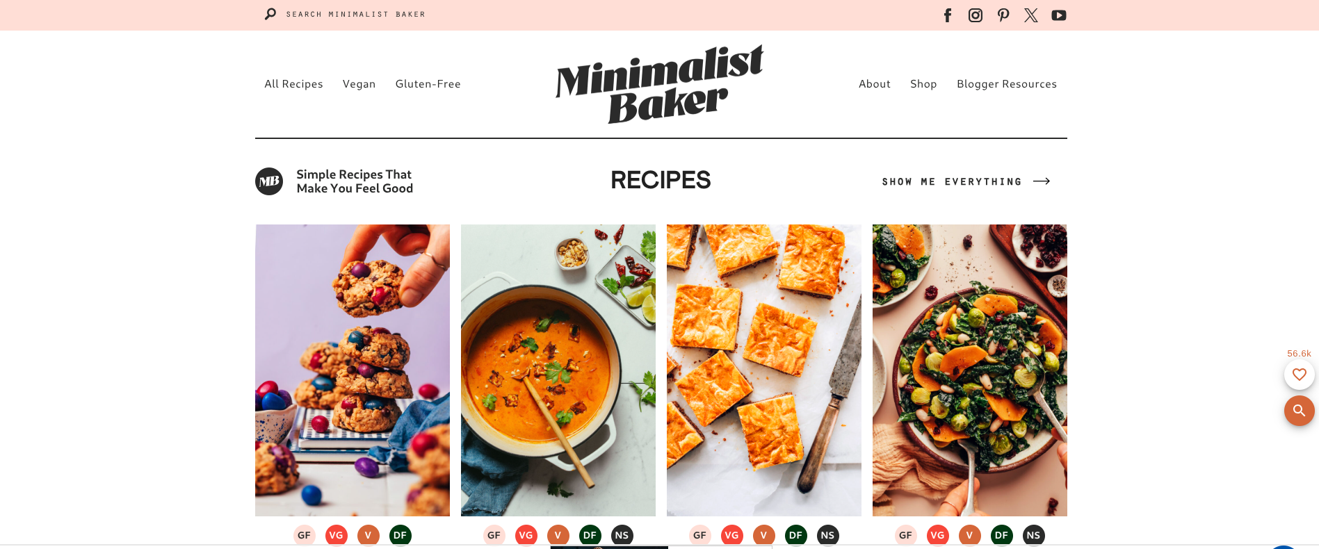 minimalist baker homepage