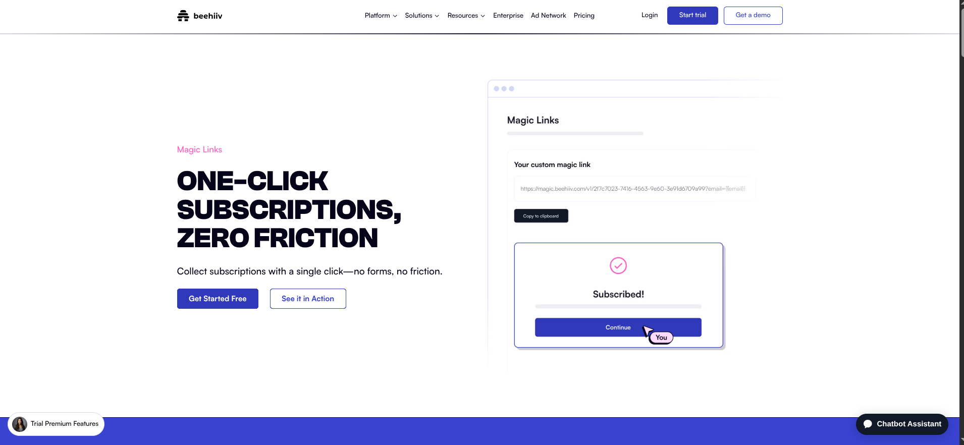 beehiiv magiclinks feature