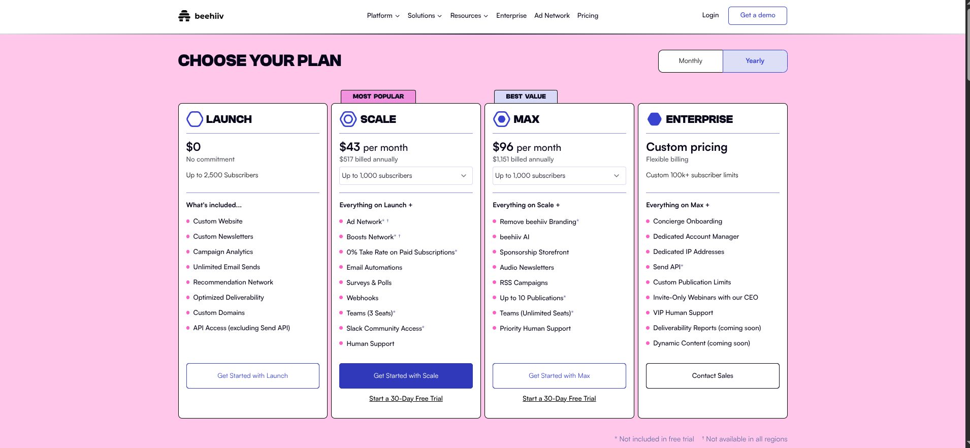 beehiiv pricing