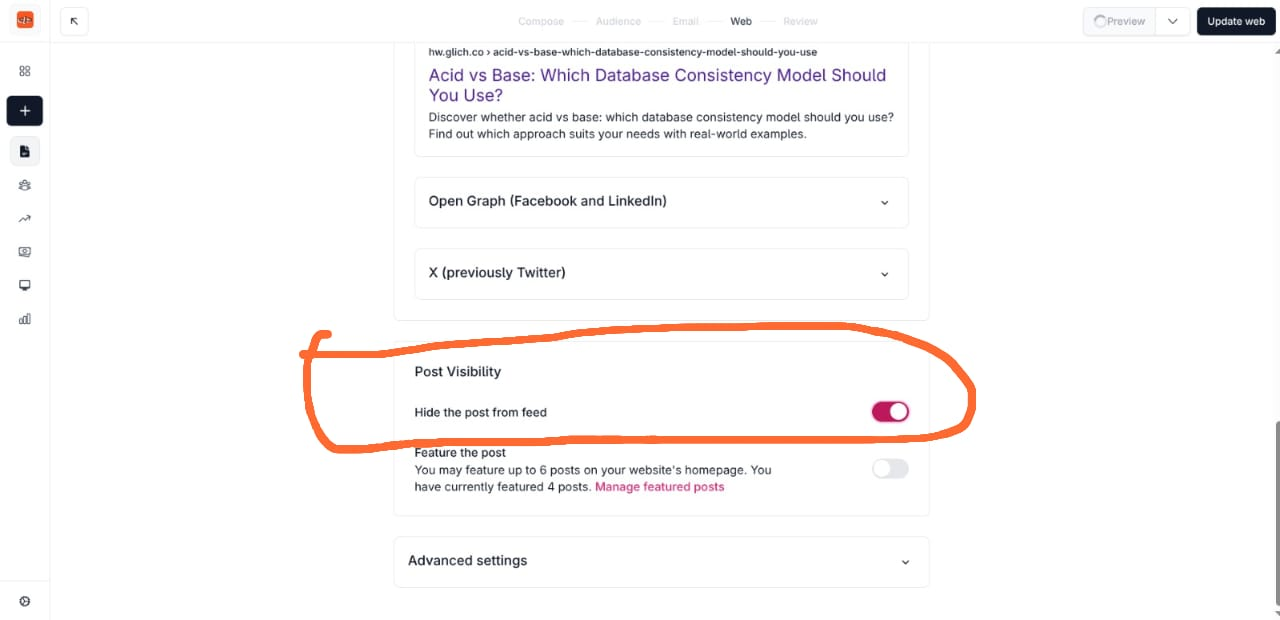 beehiiv web settings