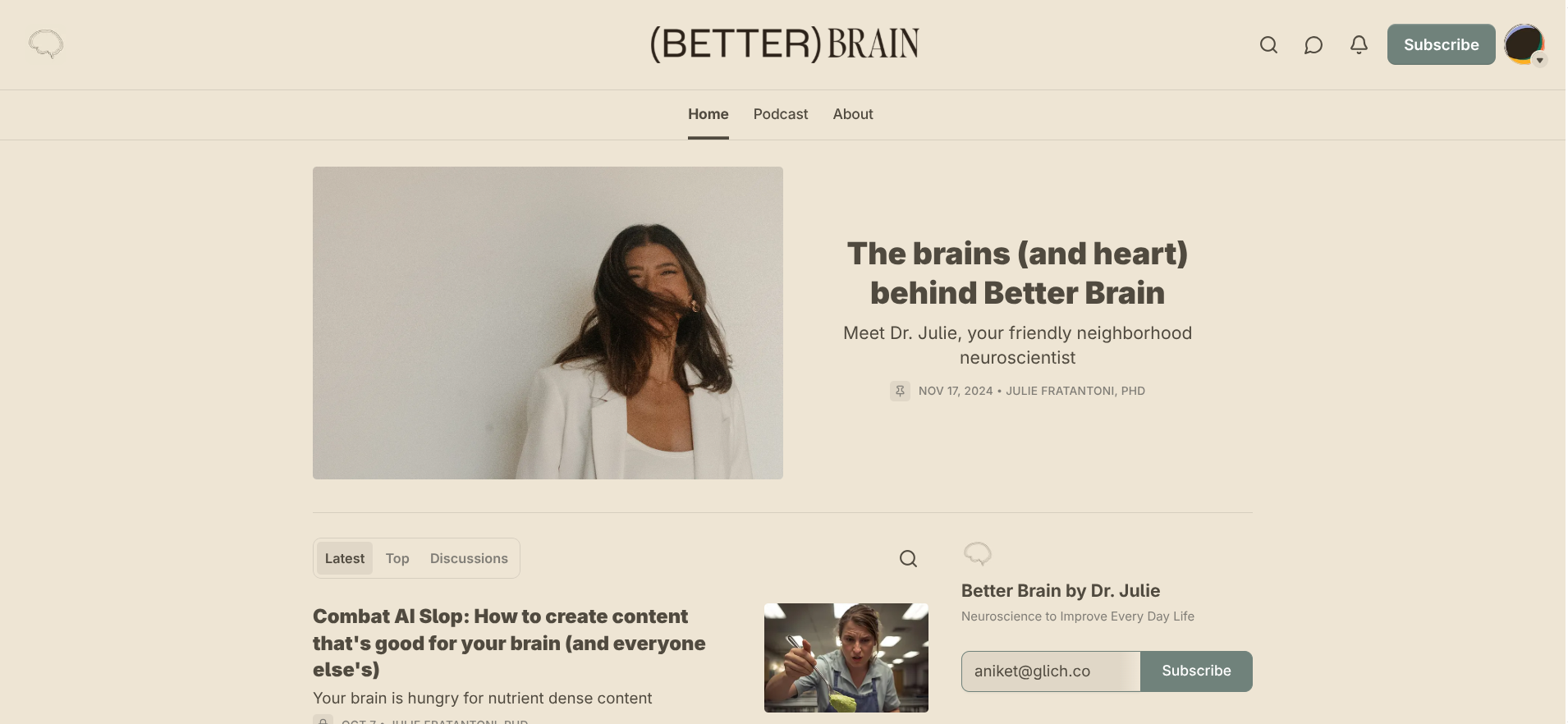 substack random newsletter home page