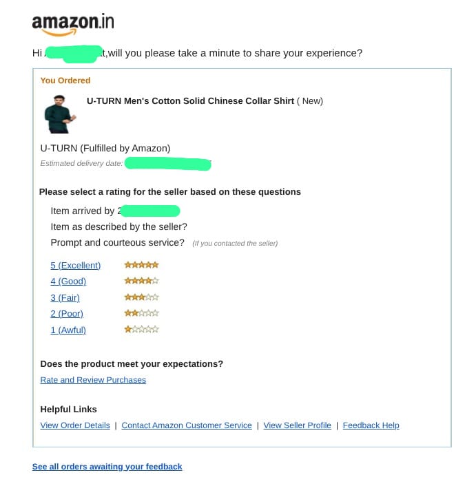 amazon feedback request mail